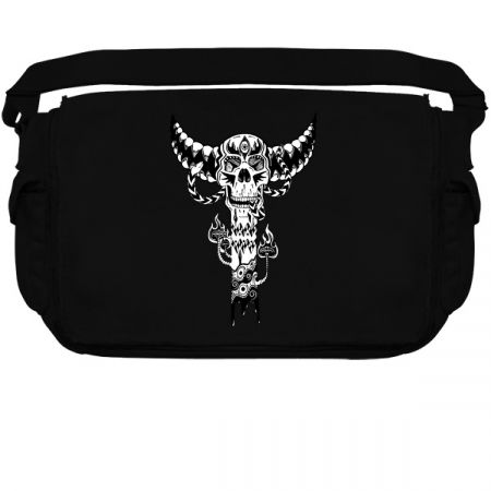 Psychedelic Skull and Snake Totem - Black and White tiny thumbnail