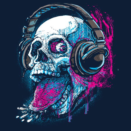 skull with headphones