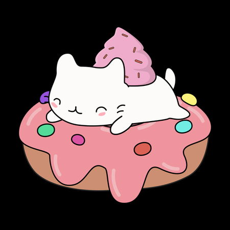 Kawaii Kitten On Top Of A Donut NeatoShop