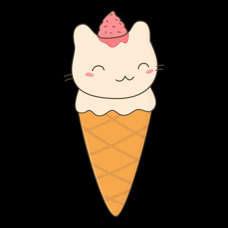 Kawaii Cute Ice Cream Cone Cat - NeatoShop