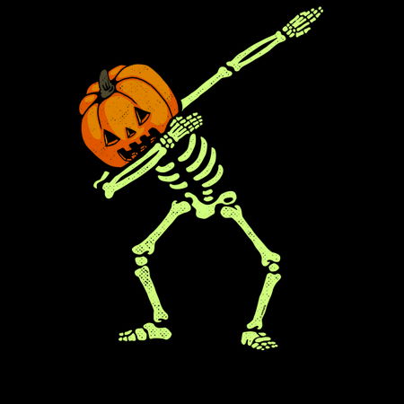Dabbing Skeleton Pumpkin Glow - NeatoShop