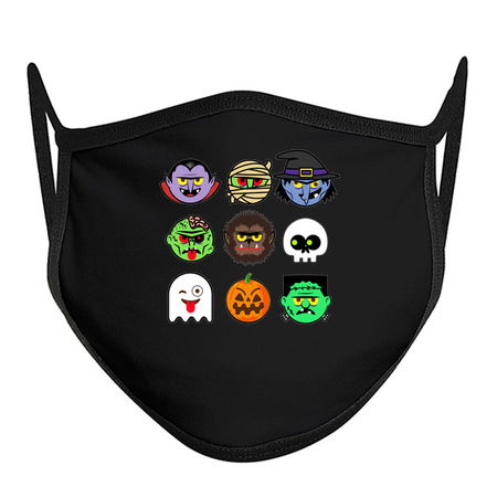 MONSTER FACES Halloween Emoji Shirt Skeleton Dracula Costume tiny thumbnail