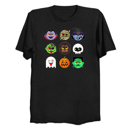 MONSTER FACES Halloween Emoji Shirt Skeleton Dracula Costume tiny thumbnail