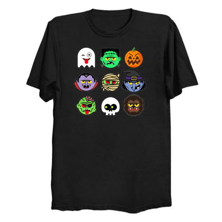 MONSTER FACES Halloween Emoji Shirt Clown Skeleton Costume tiny thumbnail