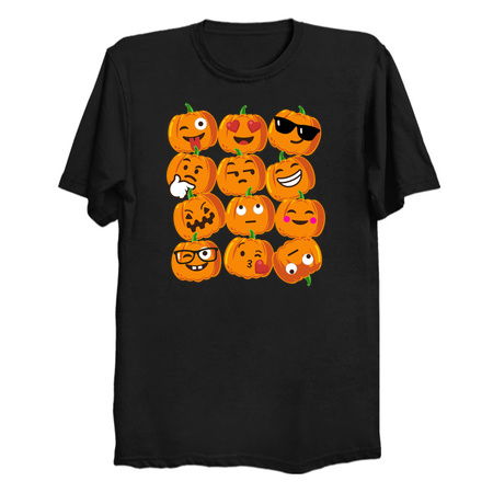 Pumpkin Emoji Faces T-Shirt Emoji Halloween Costume tiny thumbnail