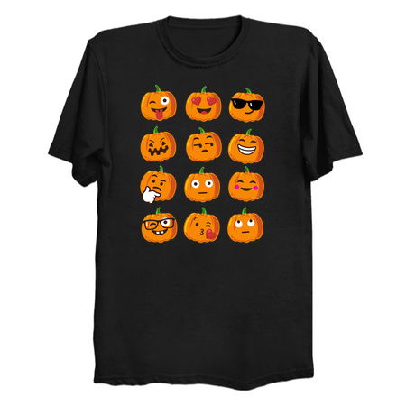 Pumpkin Emoji Faces T-Shirt Emoji Halloween Costume 2 tiny thumbnail