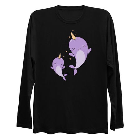 Whimsically Kawaii Cute Narwhals in Ocean tiny thumbnail