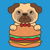 Burger loving Adorable Pug With Burger tiny thumbnail
