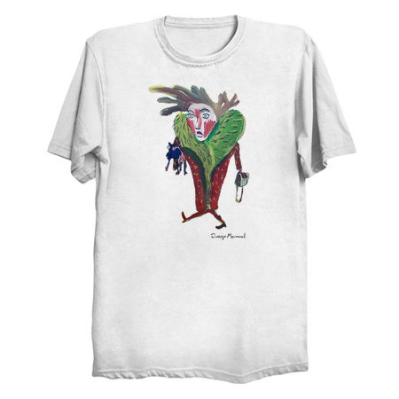 Lady on walk with poodle, people from the neighborhood tiny thumbnail