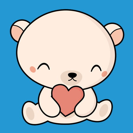 Super Adorable Kawaii Polar Bear With Heart NeatoShop Super Adorable Kawaii Polar Bear With Heart NeatoShop