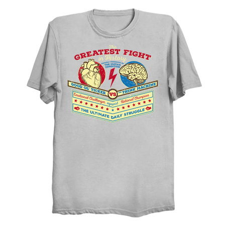 Heart vs Brain Funny Human Condition Boxing Fight Shirt Daily Struggle tiny thumbnail