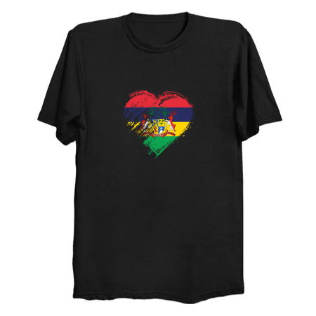 Grungy I Love Mauritius Heart Flag tiny thumbnail