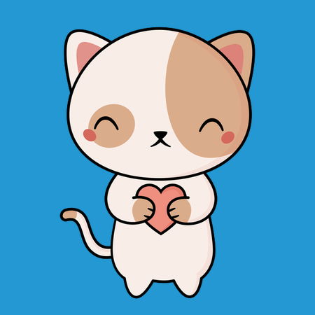 Cartoon Kawaii Cute Kitten Cat With Heart - NeatoShop