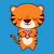 Sleepy Kawaii Cute Tiger With A Heart tiny thumbnail