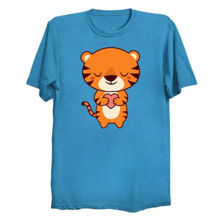 Sleepy Kawaii Cute Tiger With A Heart tiny thumbnail