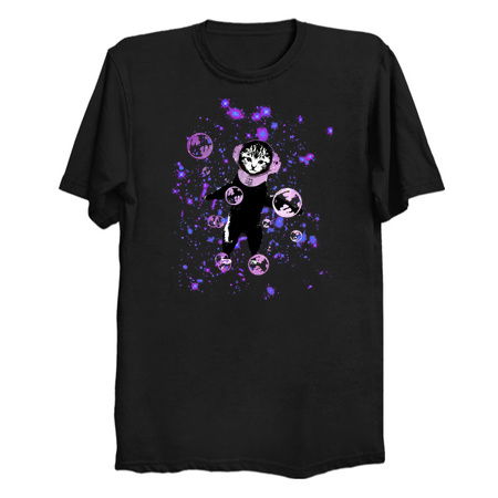 Space Cat Astronaut Cat with Purple Nebula and Purple Bubbles tiny thumbnail