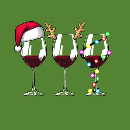 Green Christmas Wine Glasses, Christmas Glassware