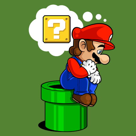 Mario Think Sign The thinking Mario - NeatoShop