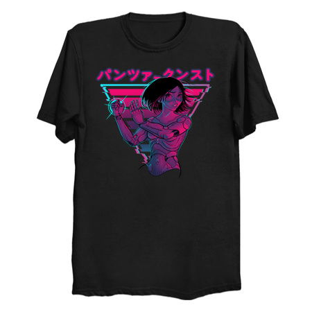 Panzer Kunst - Cyberpunk Neon Angel Battle Style SciFi Shirt tiny thumbnail