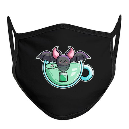 Bat-tea Pun of Kawaii Cute Bat and Green Tea tiny thumbnail