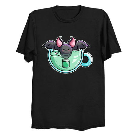 Bat-tea Pun of Kawaii Cute Bat and Green Tea tiny thumbnail