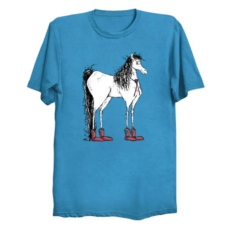 A Cute Tall Horse with a Bolo Tie and Cowboy Boots tiny thumbnail
