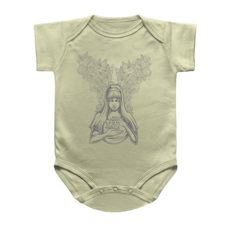 A girl holding fire on a floral background! tiny thumbnail