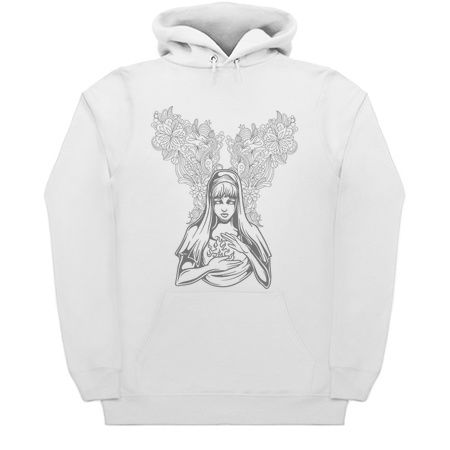 A girl holding fire on a floral background! tiny thumbnail