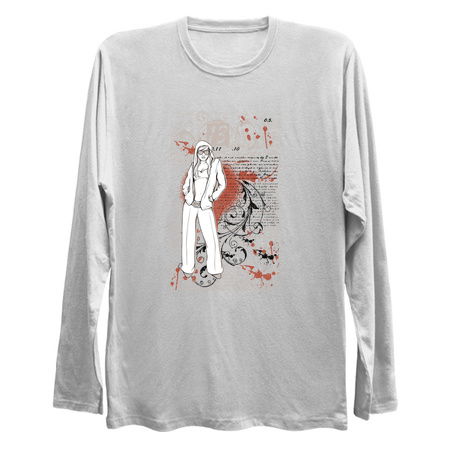 A girl’s silhouette on a grungy background with flowers tiny thumbnail