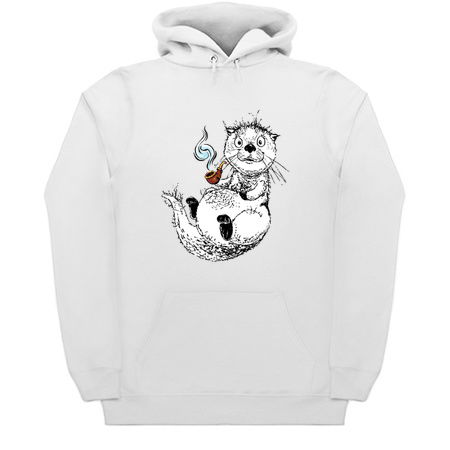 Cute Little Otter Relaxing with an Old Man Pipe tiny thumbnail