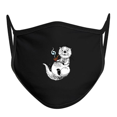 Cute Little Otter Relaxing with an Old Man Pipe tiny thumbnail