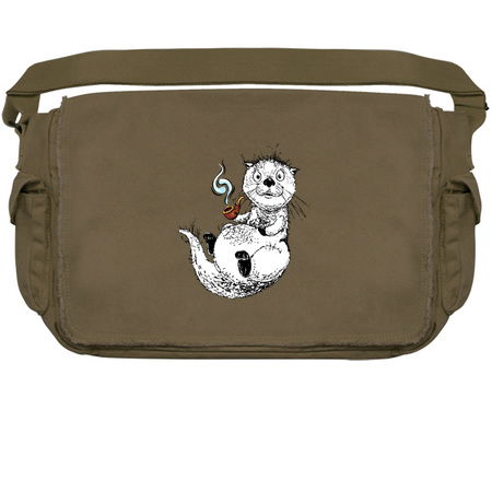 Cute Little Otter Relaxing with an Old Man Pipe tiny thumbnail