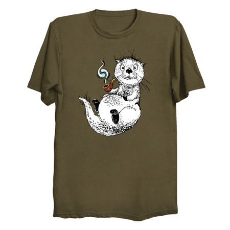 Cute Little Otter Relaxing with an Old Man Pipe tiny thumbnail