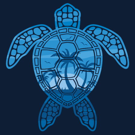 Tropical Island Sea Turtle Design in Blue - NeatoShop
