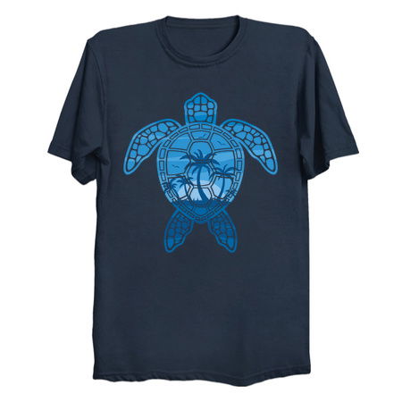 Tropical Island Sea Turtle Design in Blue - NeatoShop